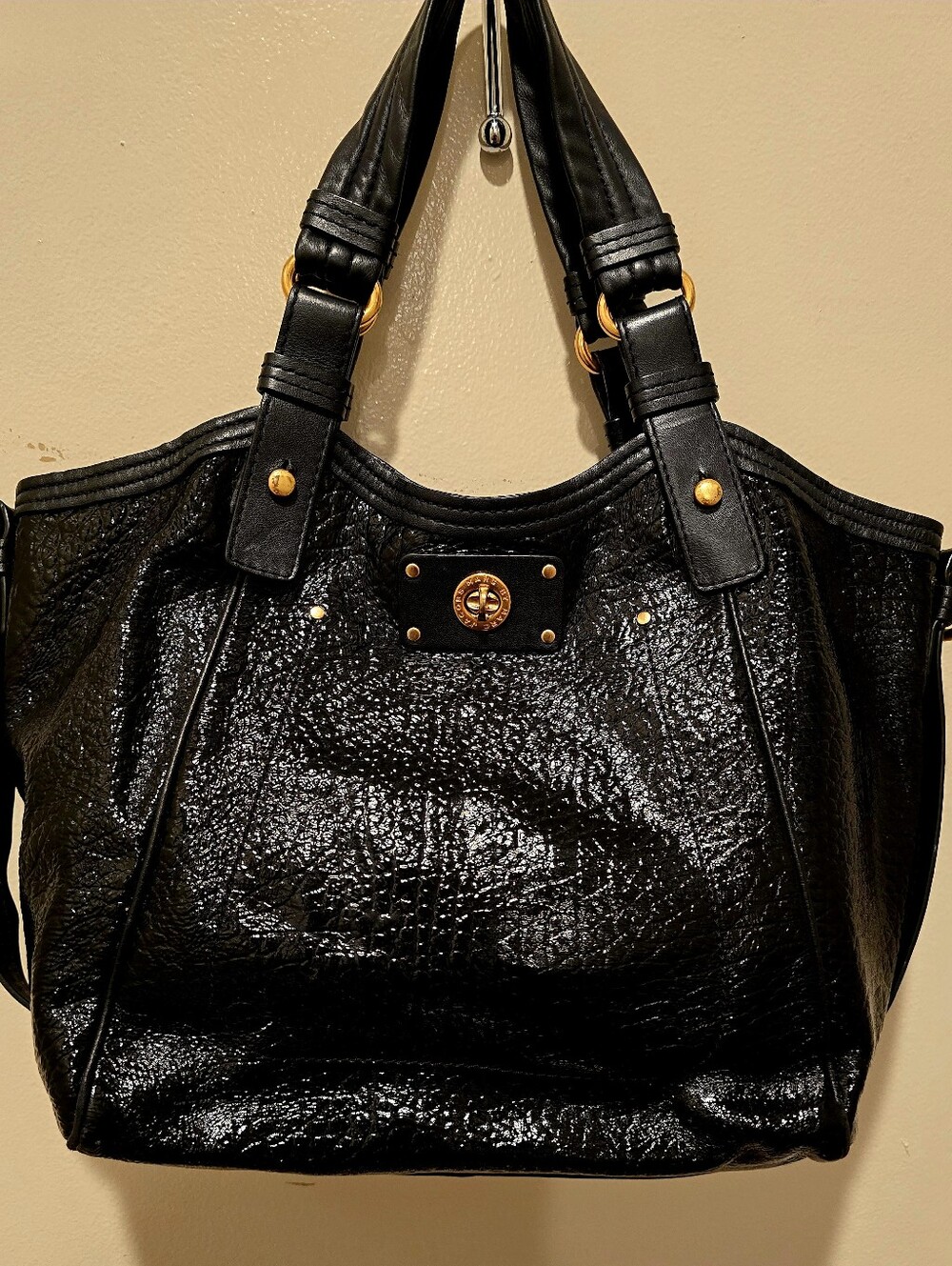 MARC JACOBS, Black Women's Tote Handbag with Gold Hardware